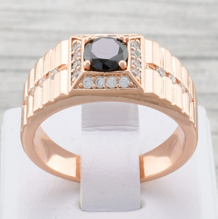 Печатка Xuping 11584 черные фианиты, позолота РО, ширина 10 мм, размер 20, вес 7,5 г, мужская Киев