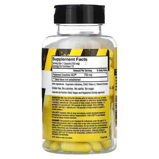 Креатин гидрохлорид Con-Cret Creatine HCl, 750 mg, 72 Capsules Луцк
