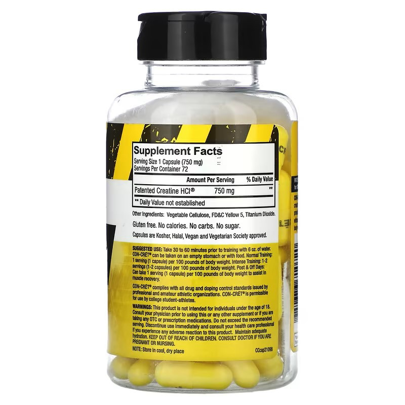 Креатин гидрохлорид Con-Cret Creatine HCl, 750 mg, 72 Capsules Луцк - изображение 2