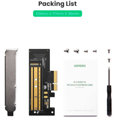 Контролер Ugreen PCI-E 3.0 for SSD M.2 (NVMe) x4 CM302 (70503) Вінниця - фото 7