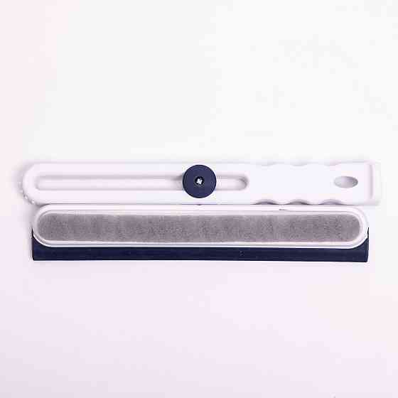 Скребок для миття скла складний з абразивною губкою та гумовим лезом для вікон дзеркал душу Блакитний HP-35015-27BL Київ