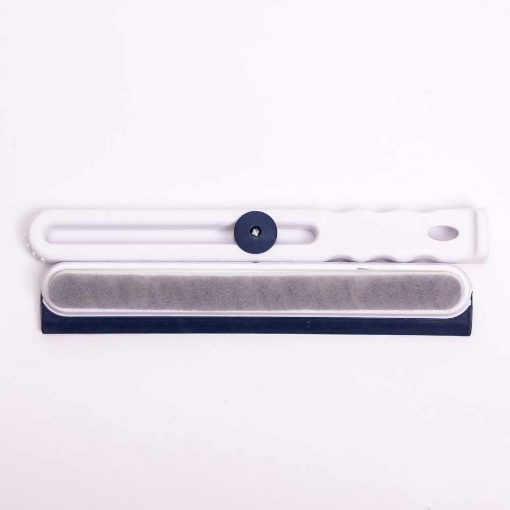 Скребок для миття скла складний з абразивною губкою та гумовим лезом для вікон дзеркал душу Блакитний HP-35015-27BL Київ - фото 3