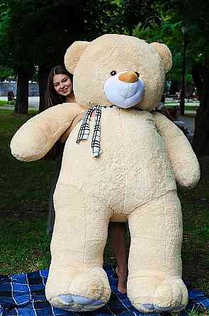 Великий плюшевий ведмедик мішка М'яка іграшка Ветли 250 см Персик Тернопіль