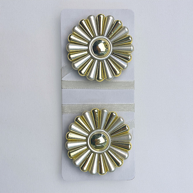Магниты для штор и гардин Хризантема набор 2 шт Серый с золотистым (81-302) Киев - изображение 7