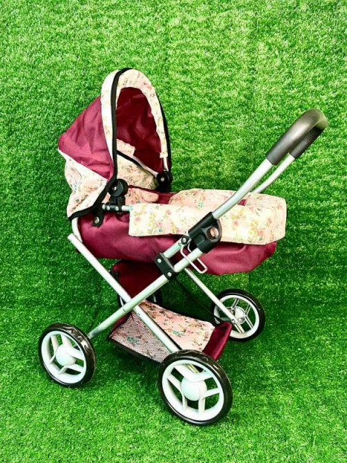 Коляска для ляльки Melogo металева з люлькою-переноскою кошиком Бордова (9369/82100) Чернигов - изображение 1