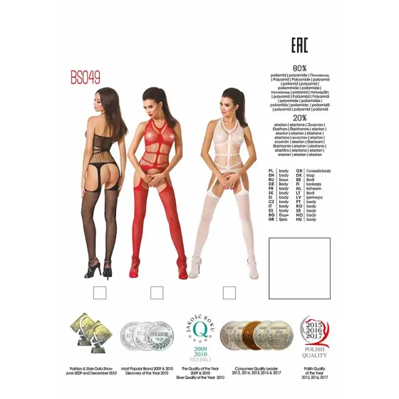 Бодістокінг Passion BS049 red, комбінезон, імітація топа, панчох і пояса Львів