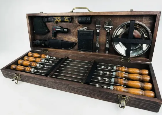 Набори шампурів, Набір шампурів у кейсі "Пікнік Класик" Шампури, вертіла Тернопіль