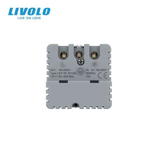 LIVOLO Електрична розетка LIVOLO з USB Type-C PD 18Вт, швидке заряджання iPhone, чорна, 16А 230 Коломия