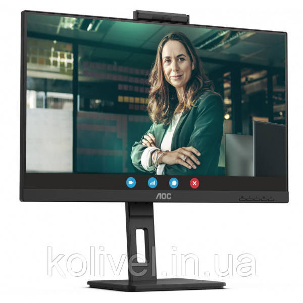 TFT 23.8" AOC 24P3QW, IPS, 75Hz, 2хHDMI, DP, USB-hub, webcam, HAS, Pivot, колонки, чорний (24P3QW) Київ - фото 2