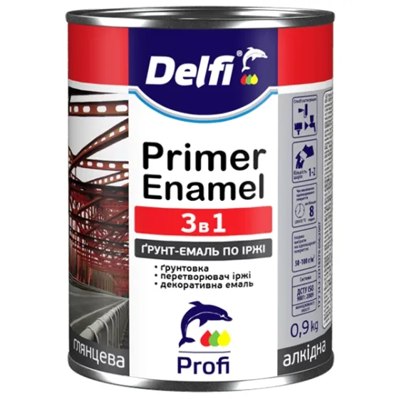 Ґрунт-емаль Delfi по іржі 3 в 1 синій глянець 0,9 кг Київ