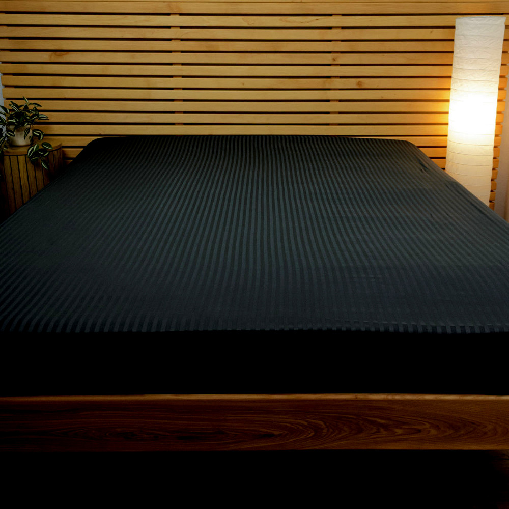 Простирадло на резинці євро страйп-сатин 100% бавовна 200х200х25см 125г/м2 (Чорний) Суми - фото 6