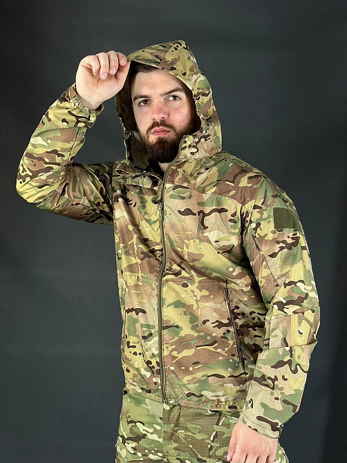 Армейская мужская тактическая мембранная куртка ветрозащитная водонепроницаемая мультикам куртка WAR Львов - изображение 2