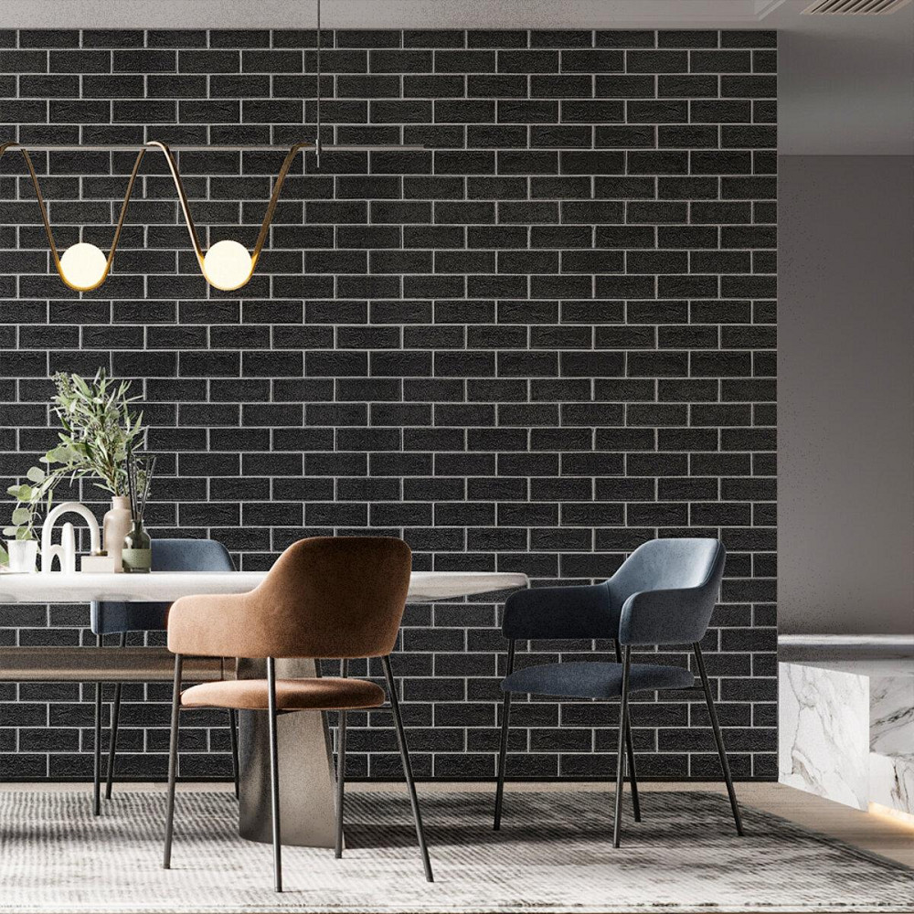 Панель стінова 700х700х5мм Чорна цегла з білим SW-00001503 Київ - фото 6