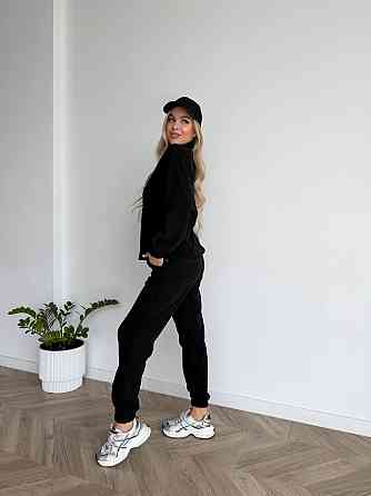 Женский стильный повседневный костюм двойка трикотажный ольвет Черный, 50/52 Одесса