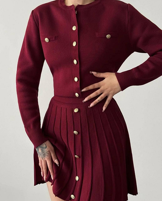 Женский стильный повседневный костюм двойка мелкая машинная вязка Одесса - изображение 3