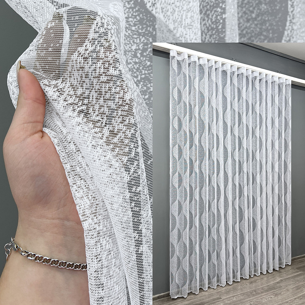 Тюль VR-Textil 1991т Жакард Білий 400х270 см (42-1015) Київ - фото 1