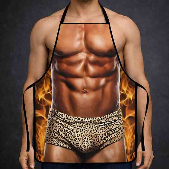 Фартух з приколом чоловік в леопардовій білизні 80 на 60 см різнобарвний Київ