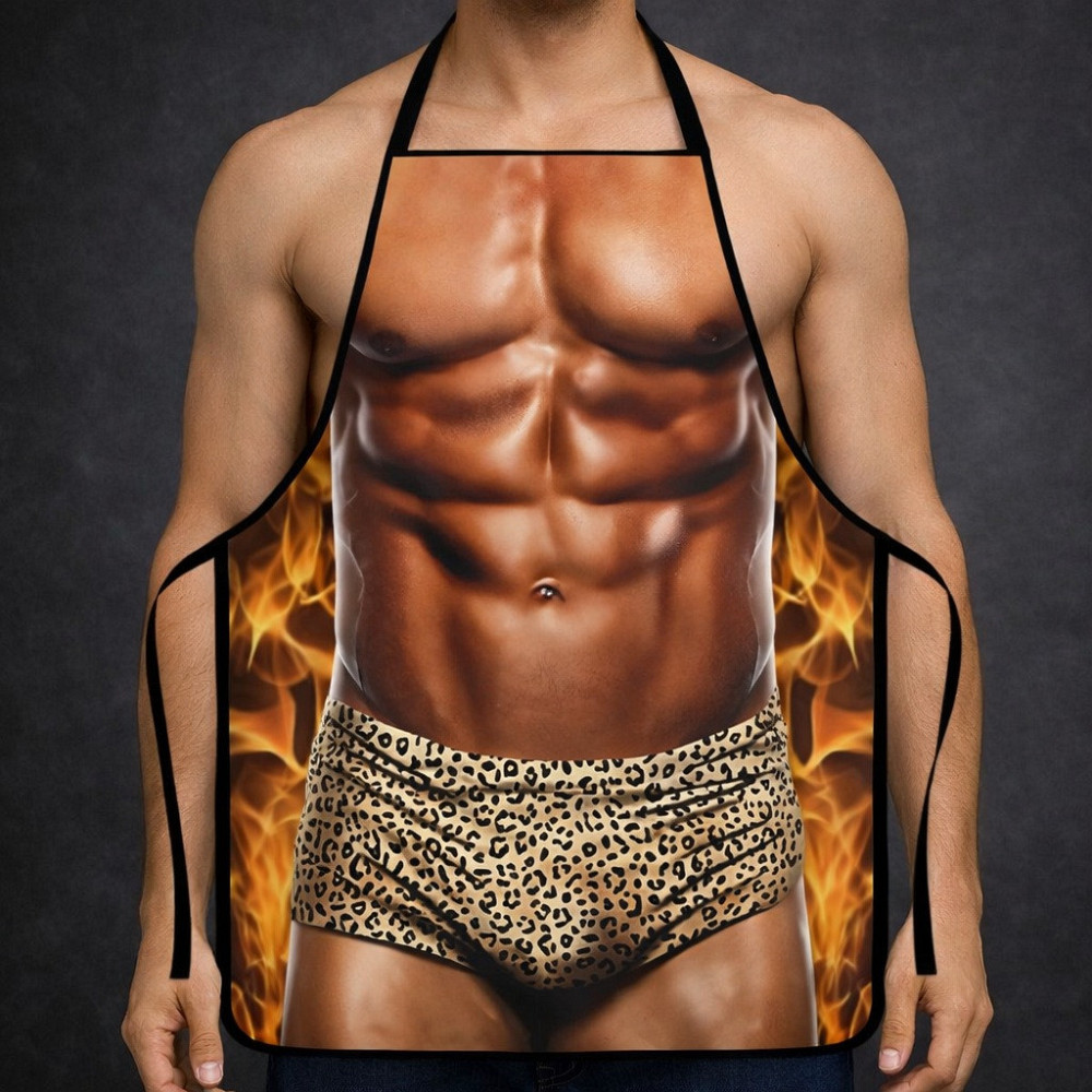 Фартух з приколом чоловік в леопардовій білизні 80 на 60 см різнобарвний Київ - фото 6