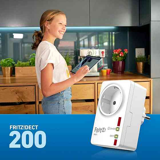 Розетка FRITZ! DECT 200 белая умная DECT-розетка 230V 2300W энергомониторинг таймер совместима с FRITZ!Box Киев