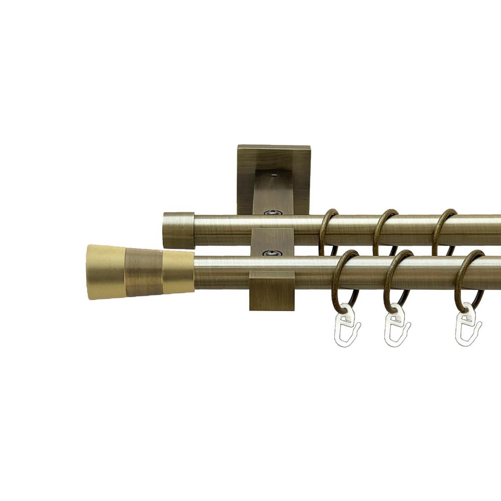 Карниз Orvit Валео металевий дворядний техно гладка труба кільце металеве Антик 19\19 мм 300 см (00-00026897) Львів - фото 1