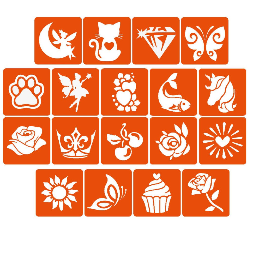 Набір для біо-тату "Для дівчаток #4 - гліттер" set-girls-4-glitter 18 трафаретів Вінниця - фото 3