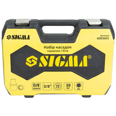 Набор инструментов Sigma насадок торцевых и бит 3/8" 39шт CrV mid (6003601) Винница - изображение 5
