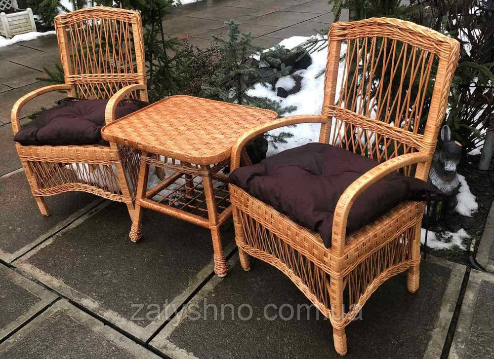 Меблі з лози з квадратним столом | меблі з лози на подарунок Київ - фото 1