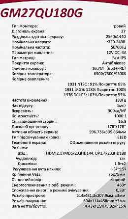 Новий монітор 27”, 2К, 180Hz, IPS не за всі гроші світу. Київ