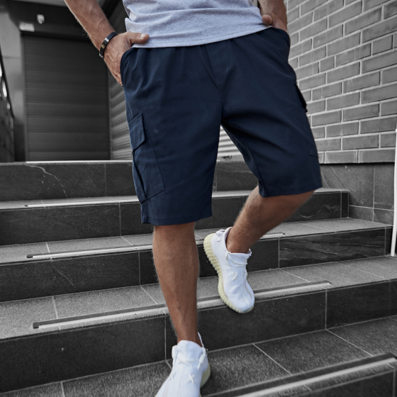 Чоловічі шорти літні молодіжні Miami стрейч-коттон синій XL Одеса