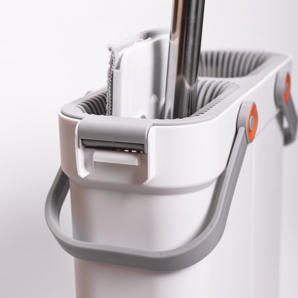 Household Швабра з відром для миття підлоги з віджимом, плоска насадка з мікрофібри, набір для Коломия - фото 6