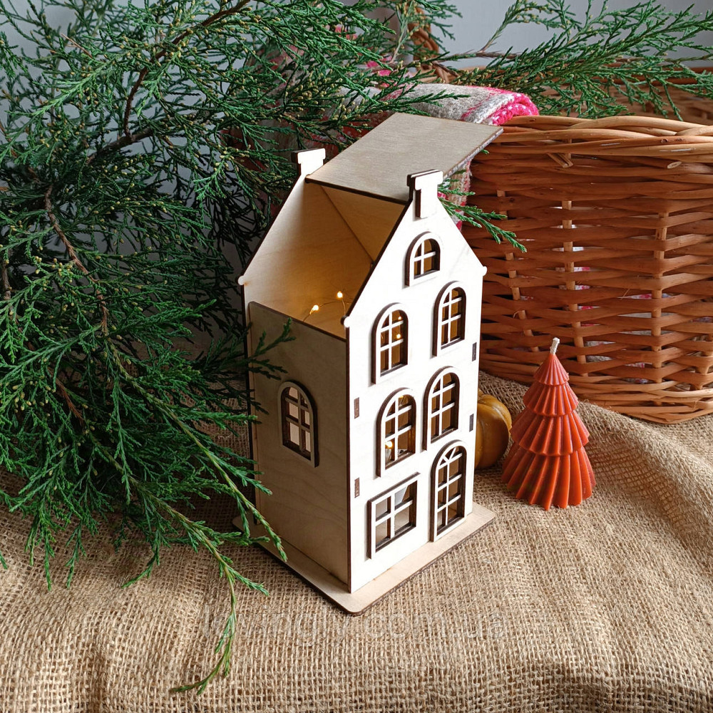 Декоративный домик  подсвечник с LED 22 см Ирпень - изображение 5