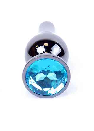 Анальная пробка - Jewellery Dark Silver Long Plug Light Blue Sex Aura Киев