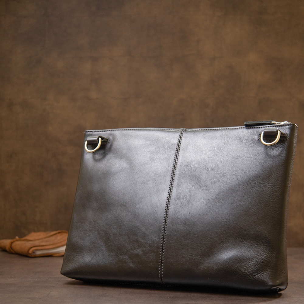 Кожаная мужская сумка для ноутбука GRANDE PELLE 11437 Черный Киев - изображение 9