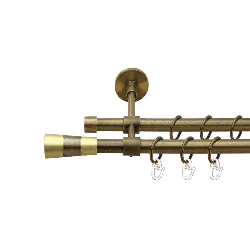 Карниз Orvit Валео металевий дворядний закритий гладка труба кільце металеве Антик 16\16 мм 200 см (7329372) Львов - изображение 1