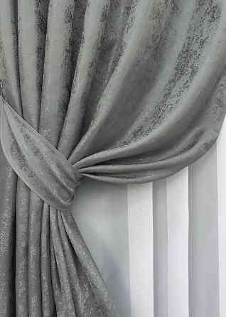 Комплект готових штор VR-Textil Жакард Мармур Al1 № 1015ш Графітовий 100х270 см 2 шт (31-554) Київ