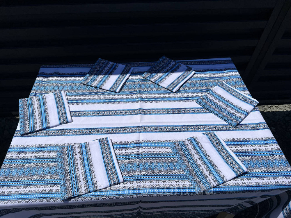 Вишита скатертина блакитна з серветками Київ - фото 6