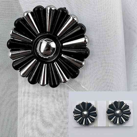 Магніти для штор і гардин Хризантема набір 2 шт Чорний з сріблястим (81-304) Київ