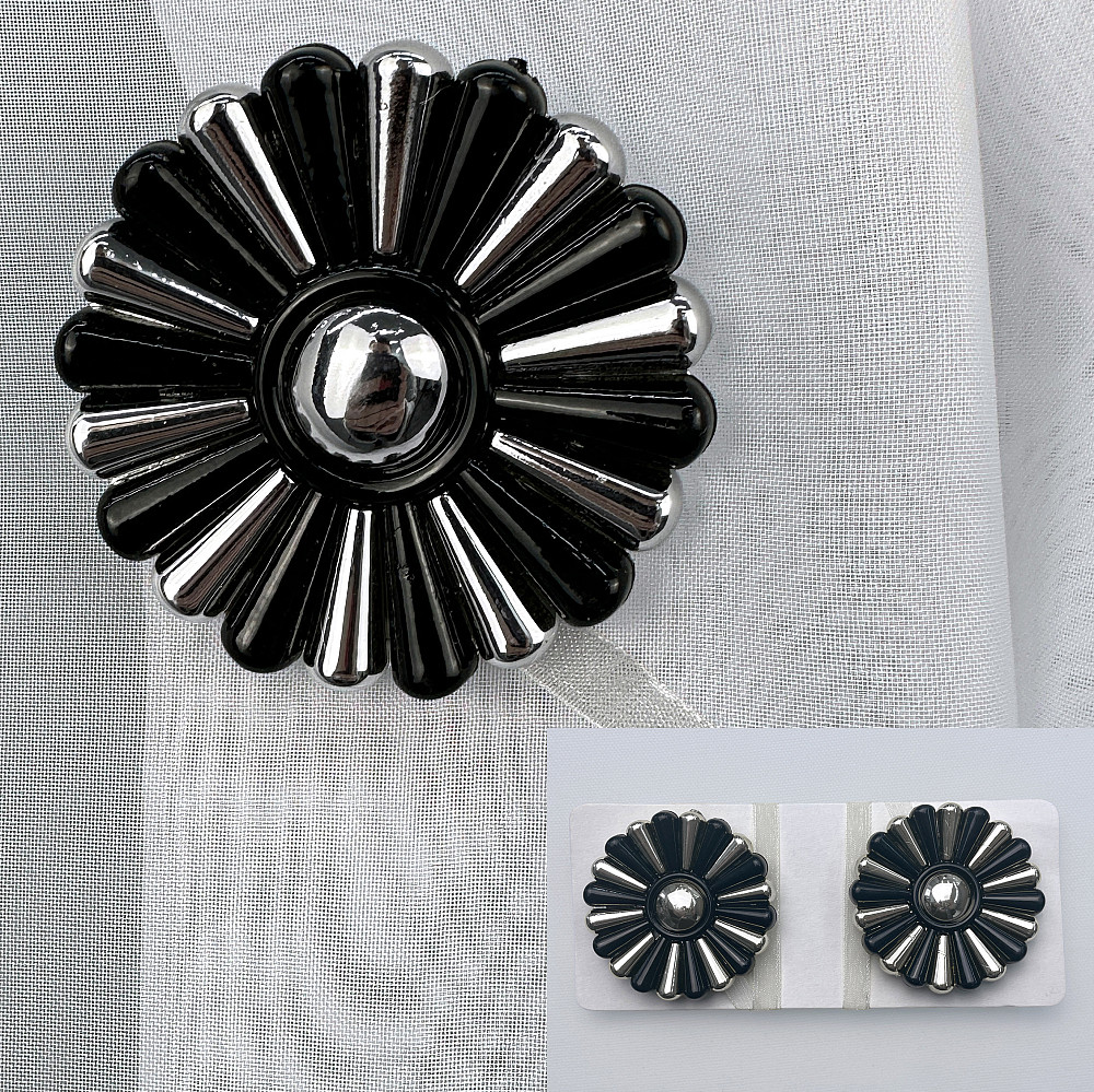 Магниты для штор и гардин Хризантема набор 2 шт Черный с серебристым (81-304) Киев - изображение 1
