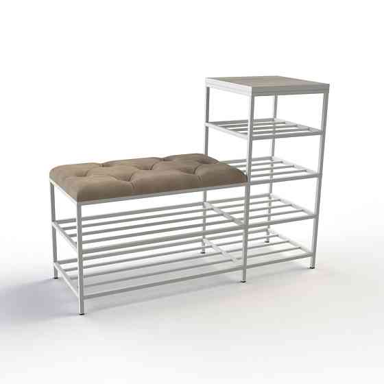 Банкетка для взуття з полицями Барселона-1 (100 см) Велюр Бежевий/дуб платиновий 3-2-9003 Вінниця