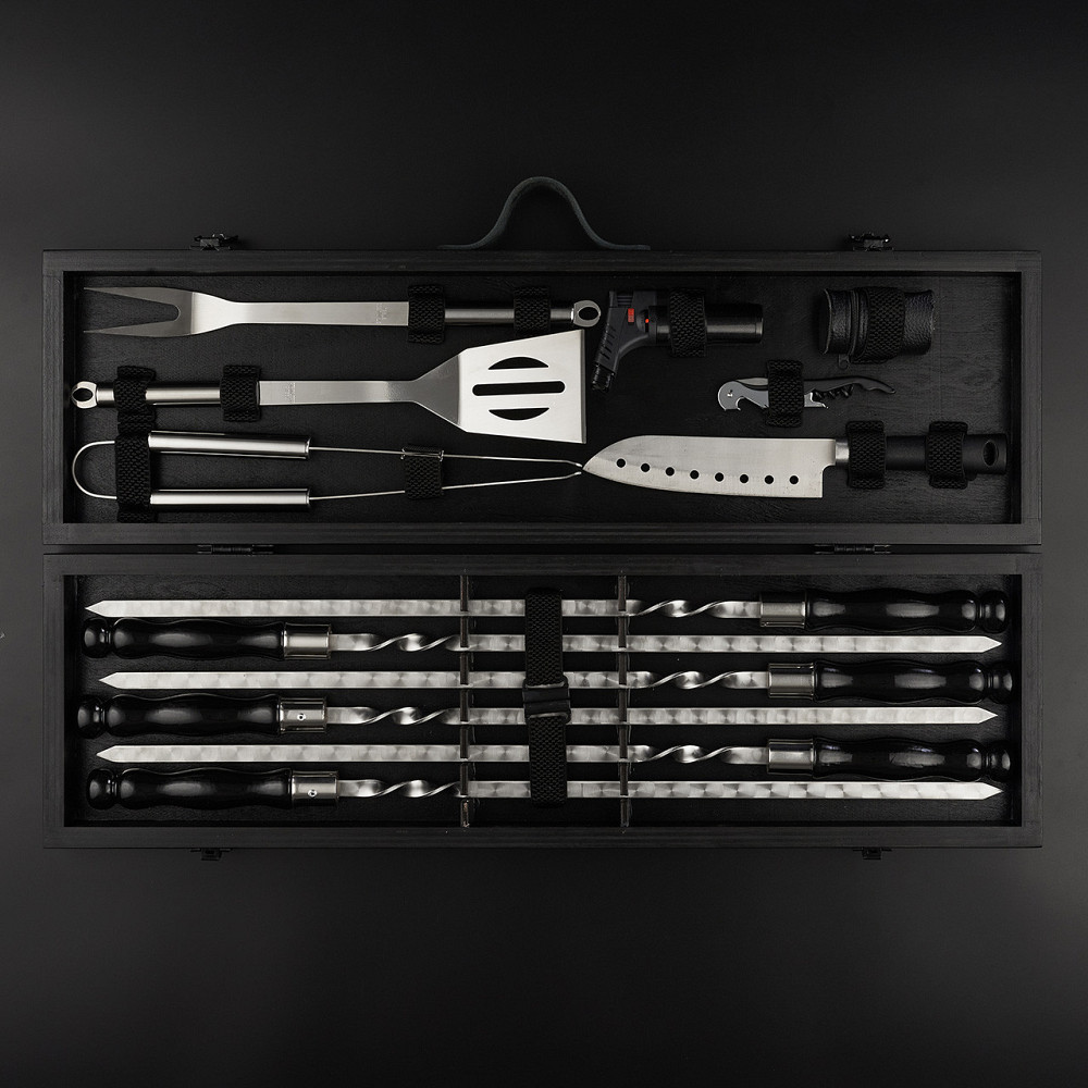 Шампури подарункові набір бокс для пікніка гриля та барбекю Оригінальні Віп подарунки на день народження татові, хлопцю, Тернопіль - фото 3