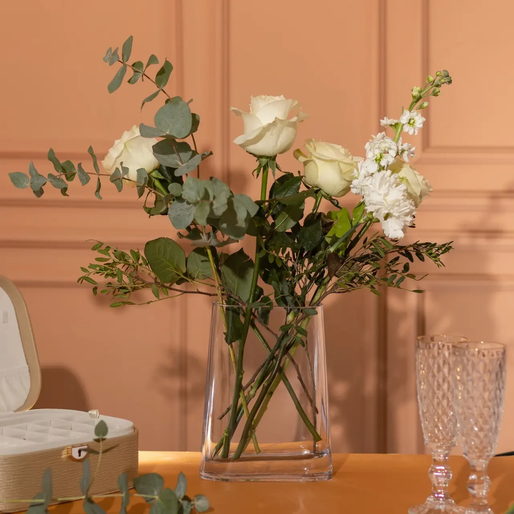 Ваза для цветов стеклянная 9.5х5х15.8 см прозрачная декоративная ваза 420 мл HP-10-8 Киев - изображение 2
