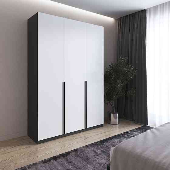 Шкаф для одежды VAYS M-32 Антрацит-Белый фасад, 2 штанги и полки, ЛДСП, 150×50×220 см - для спальни, гостиной, прихожей Львов