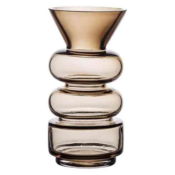 Декоративная стеклянная ваза для цветов, 18 см, коричневая Киев