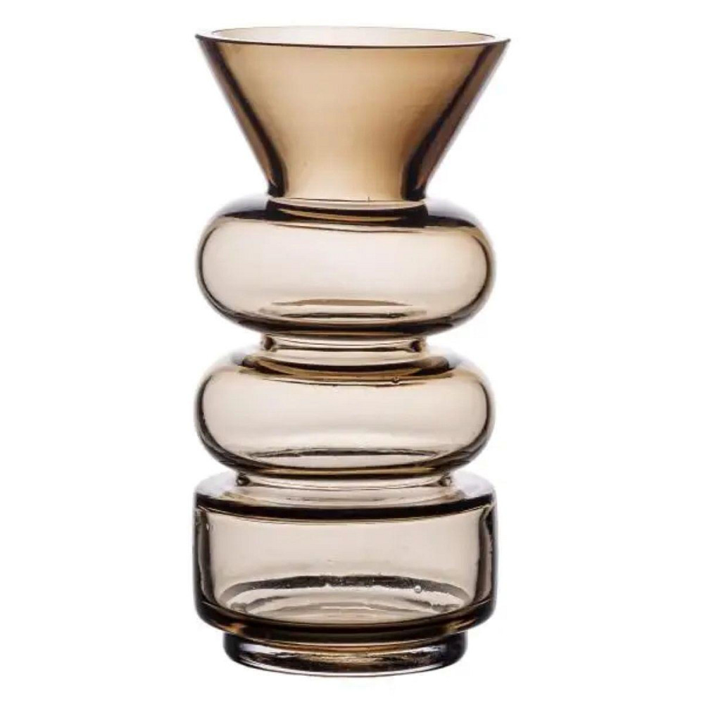 Декоративная стеклянная ваза для цветов, 18 см, коричневая Киев - изображение 2