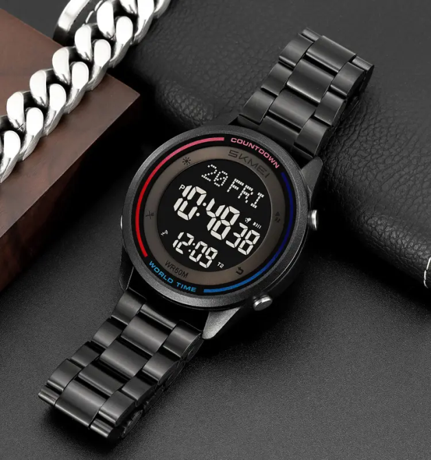 Годинник чоловічий наручний спортивний Skmei 2412 зі сталевим браслетом (Чорний) Вінниця - фото 2