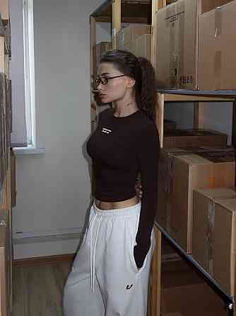 Жіночий стильний молодіжний лонгслів із написом турецький кулір Шоколад, 42/44 Одеса