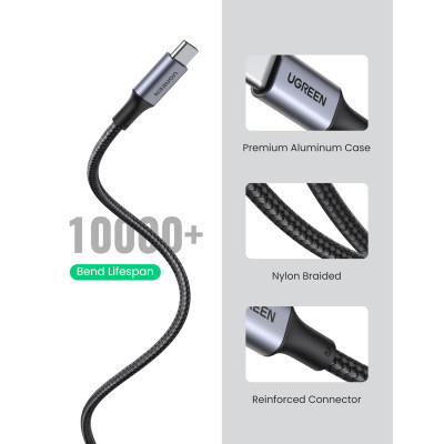 Дата кабель USB-C to USB-C 3.0m 5A 100W US316 Black Ugreen (90120) Винница - изображение 6