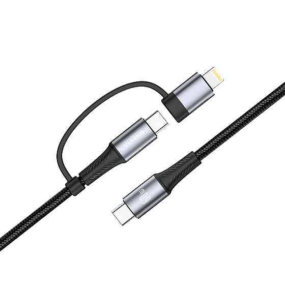 Кабель Brevia Type-C to Type-C/Lightning 60W 1,2м, чорний box (58120BCC/LC1) Львів