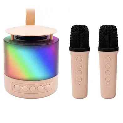 Портативна Bluetooth колонка K19 з підсвічуванням LED та двома мікрофонами для караоке Pink UV-99 Івано-Франківськ