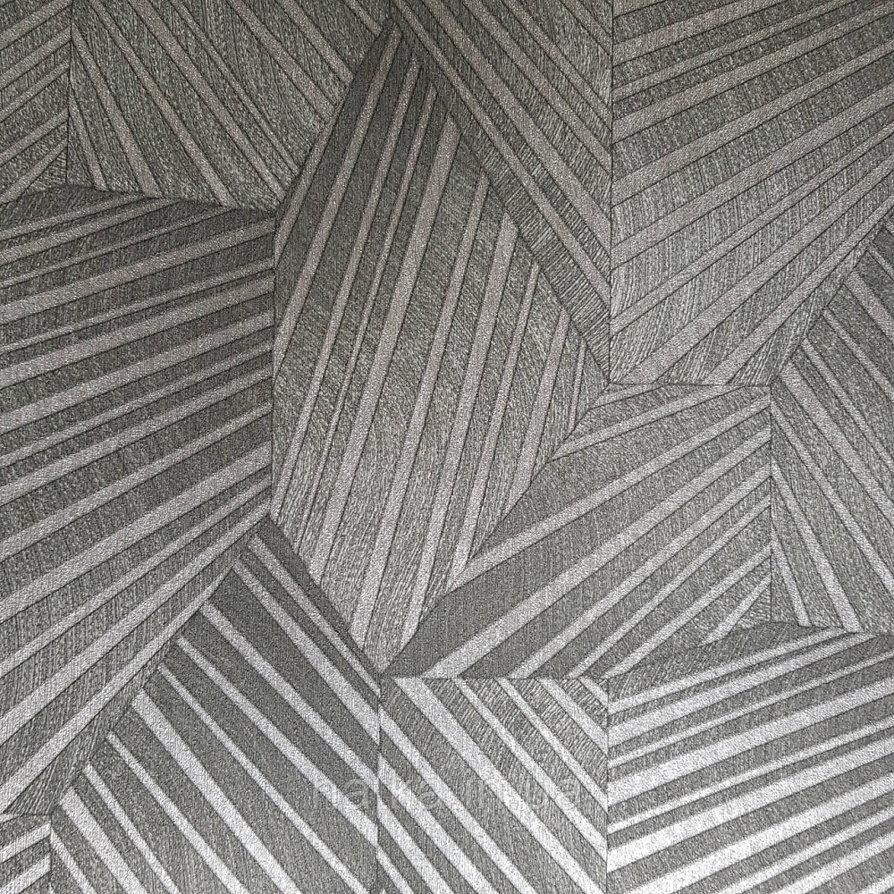 Шпалери метрові вінілові на флізелін дизайнерські Erismann Elle геометрія абстракція смуги сріблом на чорному Київ - фото 1